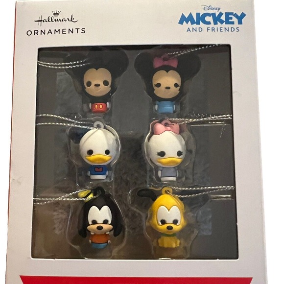 Hallmark Disney 6 Piece Mickey & Friends Mini Christmas Tree Ornament Set NEW - Picture 2 of 7